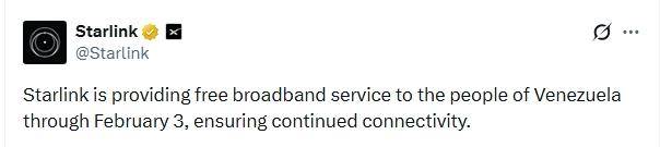 皇冠信用网需要押金吗_马斯克的“星链”宣布:将为委内瑞拉提供一个月免费宽带服务